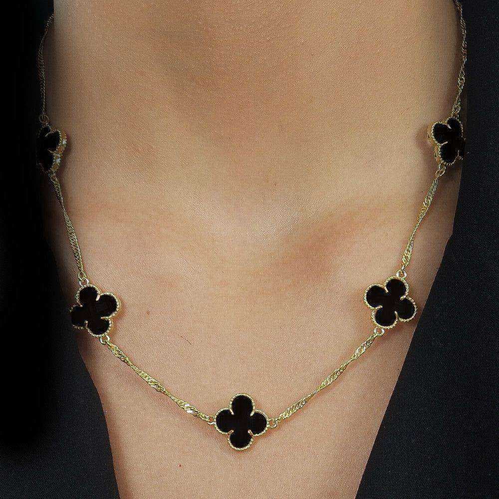 Colar Dourado 5 Trevos Preto, imagem 2