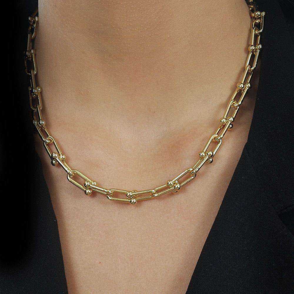 Colar Dourado Chocker Corrente Elos Largos, imagem 2