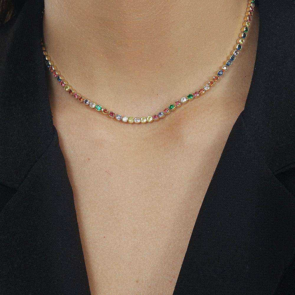 Colar Dourado Chocker Riviera Pedras Coloridas, imagem 2