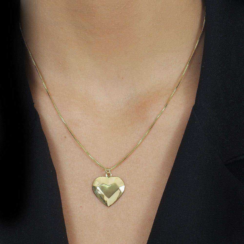 Colar Dourado de Coração Traços Retos, imagem 2