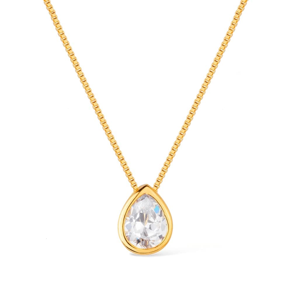 Colar Dourado de Gota em Zircônia