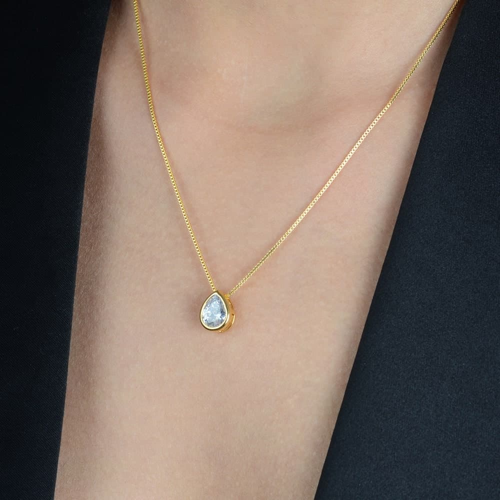 Colar Dourado de Gota em Zircônia, imagem 2