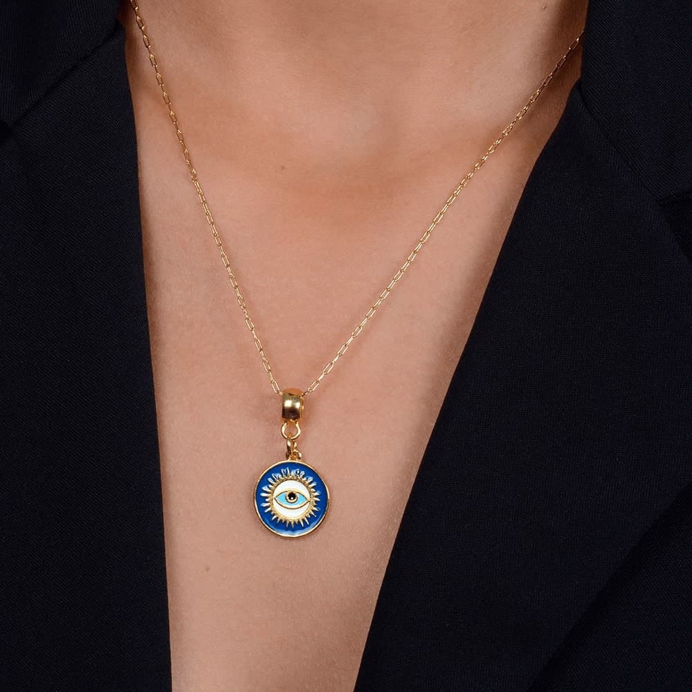Colar Dourado Medalha Olho Grego, imagem 2