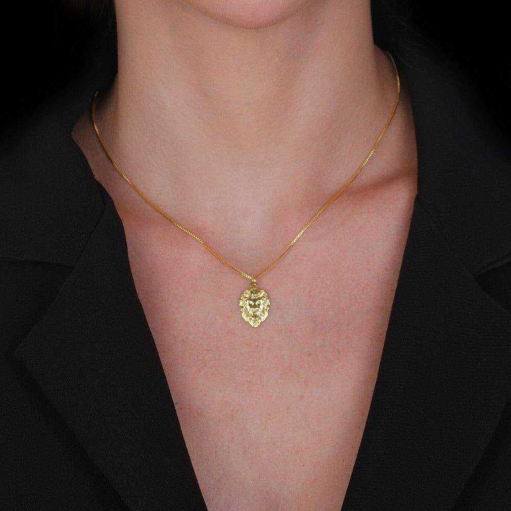 Colar Dourado Pingente Leão, imagem 2