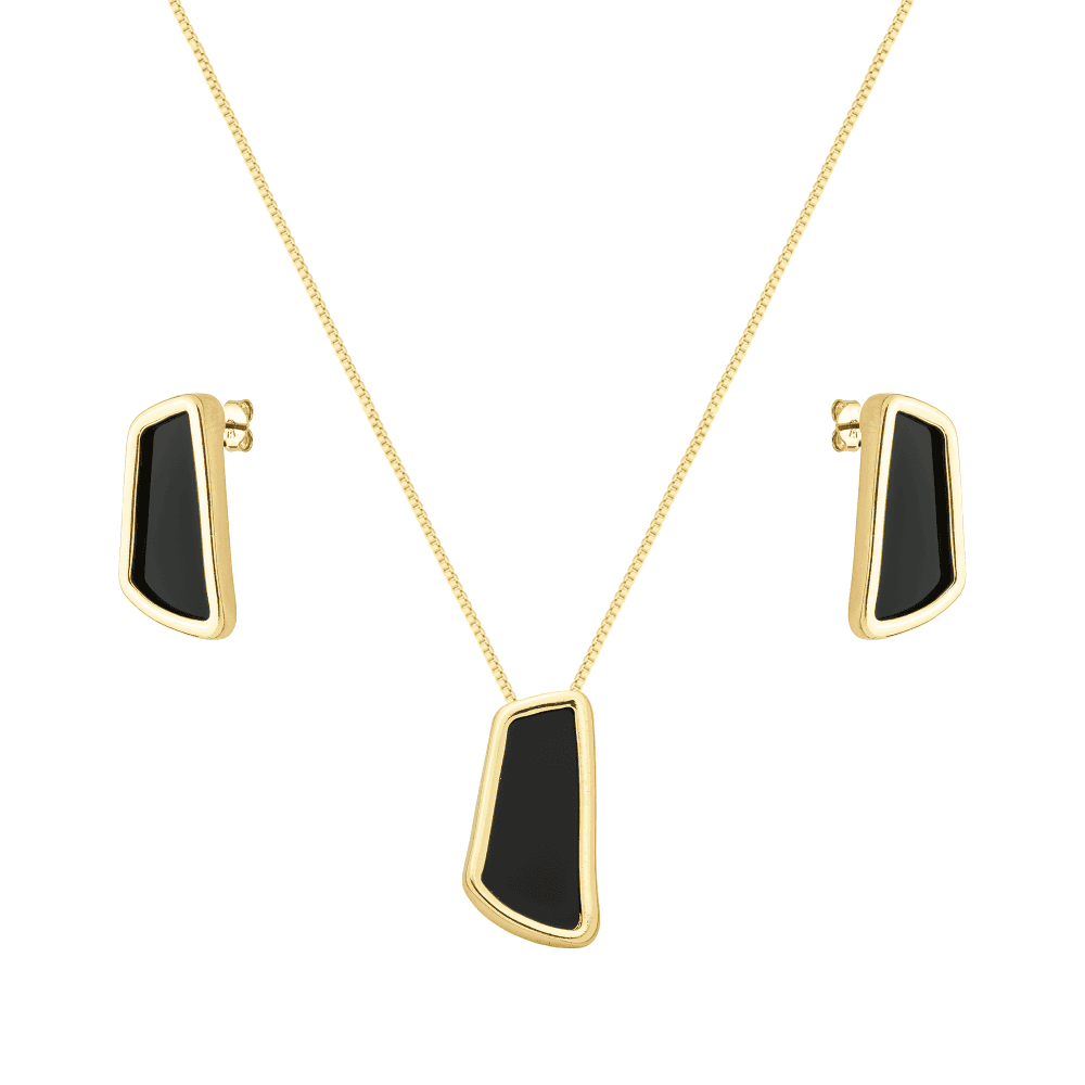 Conjunto Dourado Estilo Orgânico Preto