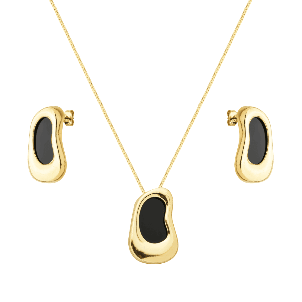 Conjunto Dourado Orgânico Preto