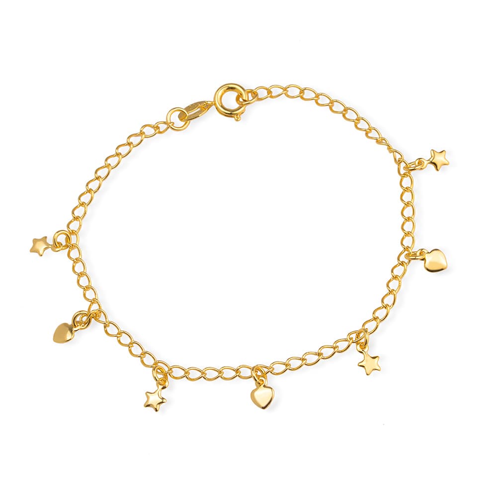 Pulseira Dourada com Pingentes de Coração e Estrela, imagem 2